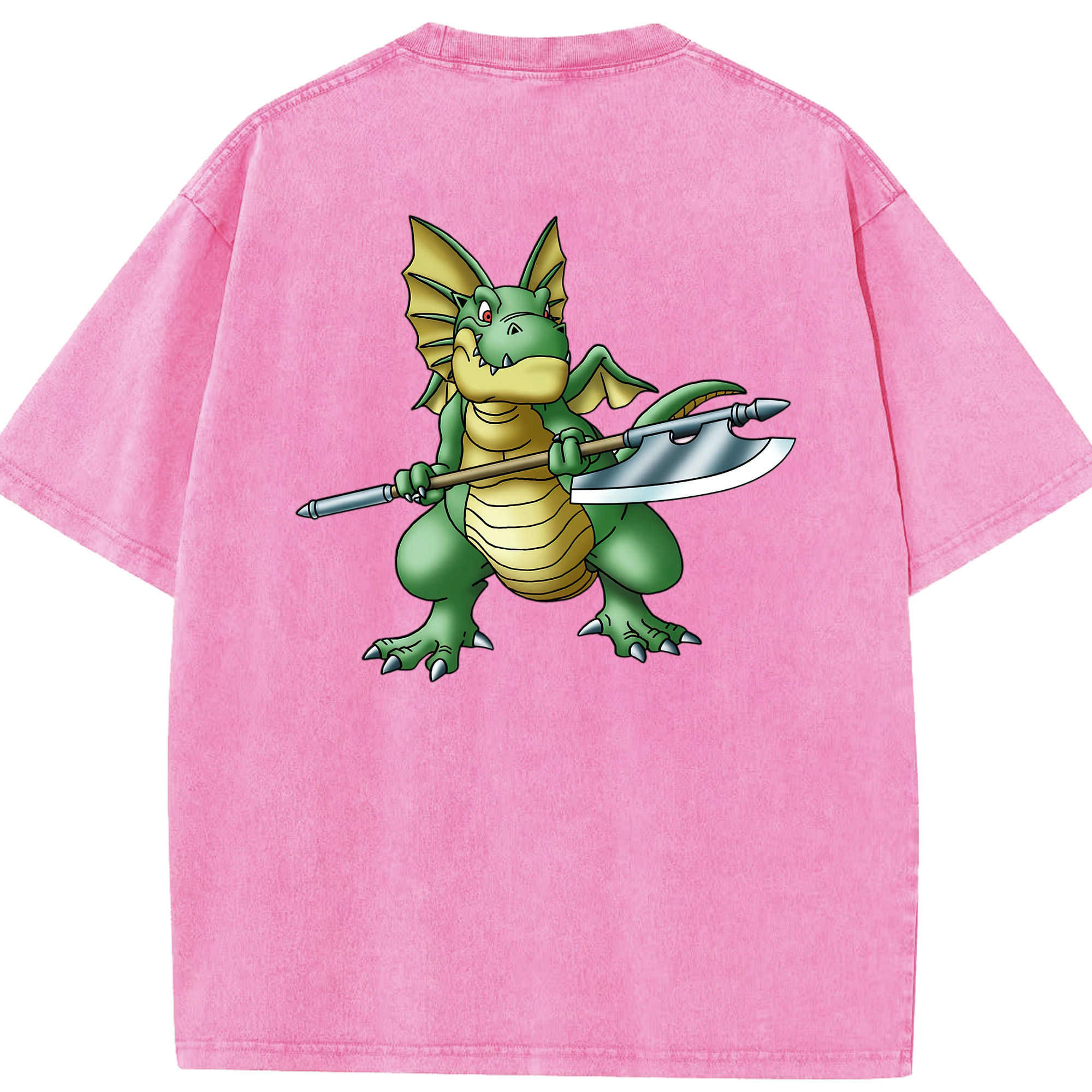 （画像用） ドラゴンクエスト Doragon Kuesuto Dragon Quest 綿100% ヴィンテージ風 半袖Tシャツ（背面プリント）